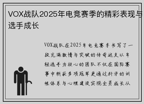 VOX战队2025年电竞赛季的精彩表现与选手成长